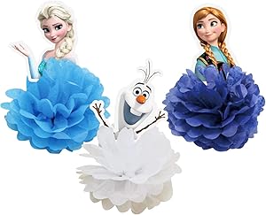 3 Frozen Table Decorations Honeycomb Centerpieces, Elsa Table Decor Olf Birthday Party Supplies, Paper Flowers