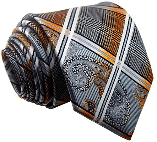 SecdtieMen's Classic Black Jacquard Woven Silk Tie Microfiber Formal Necktie