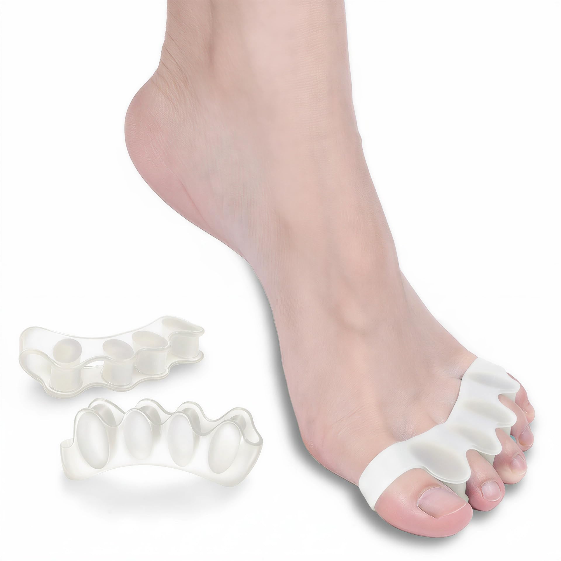 Photo 1 of 2 Pack Toe Separators & Toe Spacers for Women and Men, Soft Silicone Bunion Corrector and Big Toe Corn Removers, Toes Hammer Correctors & Bunion Corrector for Men, Overlapping Toes (Clear)
