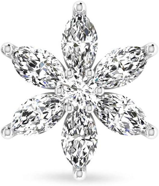 Natural Marquise Diamond Cluster Earring, 14k Flower Studs with IGI Certified Diamonds, Fine Prong Set Diamong Earring for Her, Valentine Day Gift, Screw Back