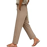 ANRABESS Womens Casual Cropped Pants Drawstring Elastic Waist 2026 Summer Loose Ankle Work Trousers with Pockets