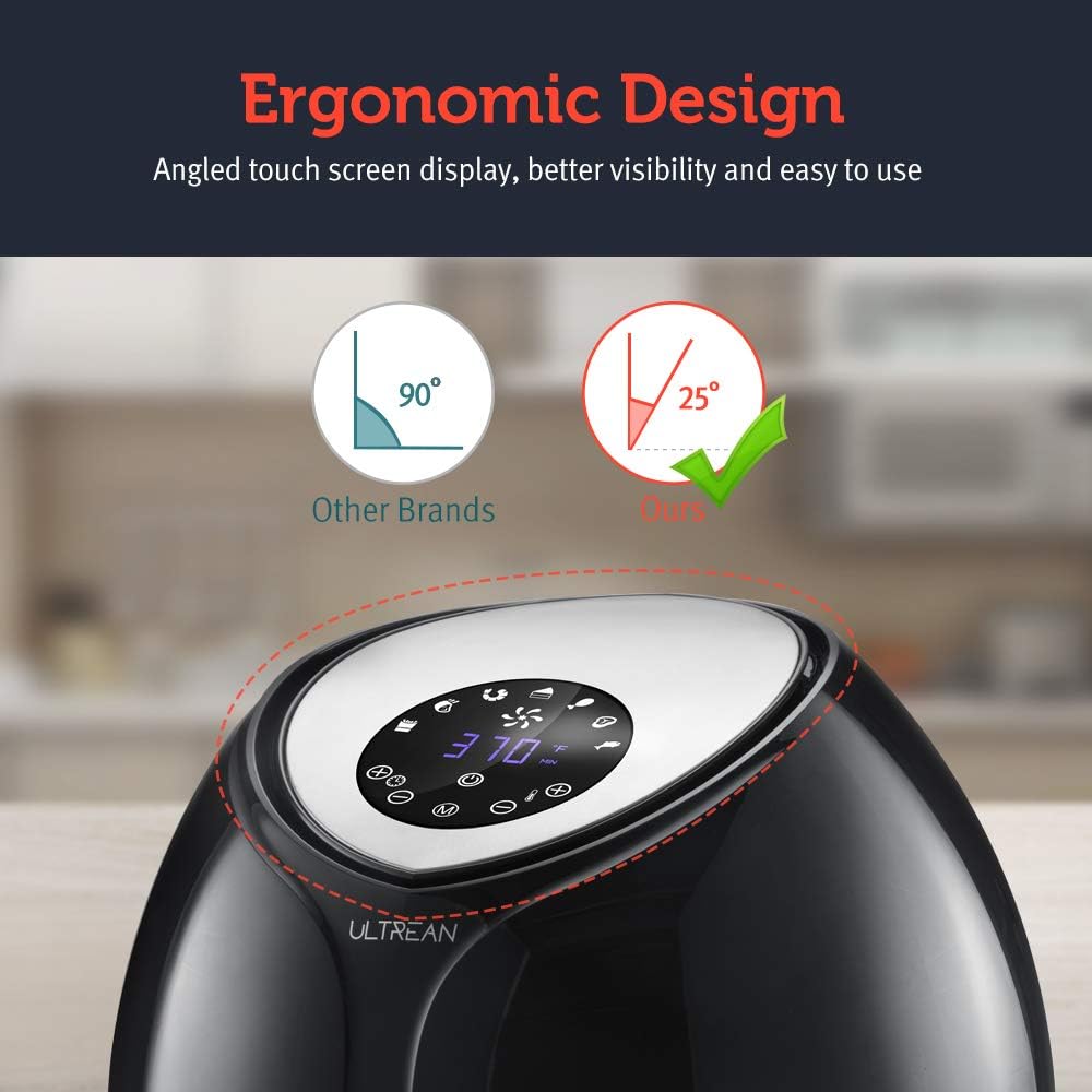 Ultrean 8.5 Quart Air Fryer, Electric Hot Air Fryers XL Oven Oilless Cooker with 7 Presets, LCD Digital Touch Screen and Nonstick Detachable Basket, UL Certified, Cook Book, 1-Year Warranty, 1700W (Black): Kitchen & Dining