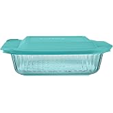 Pyrex Colors Tinted (8"x8") Tinted Glass Baking Dish with BPA-Free Lid | For casserole &amp; lasagna, dishwasher, freezer, microwave and preheated oven safe