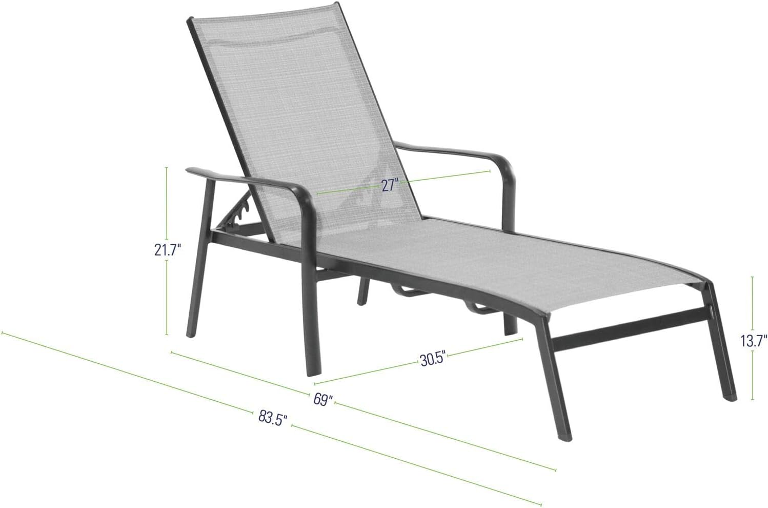 Hanover FOXCHS2PC-GRY Foxhill 2-Piece All-Weather Grade Aluminum Chaise Lounge Chair Set Commercial Outdoor Furniture, Gray/Gunmetal : Garden & Outdoor