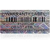 650pcs Barcode Hologram Tamper Evident Proof Stickers Security Labels Genuine Warranty Void Holographic Seal with Unique Serial Number(1.2 X 0.6 Inch,Silver)