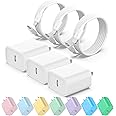 USB C Fast Charger, 3 Pack 20W USB-C Power Adapter with 3 Pack 6FT Type C to Lightning Cable for iPhone 14/13 Pro/13/12/12 Mini/12 Pro Max/11 Pro