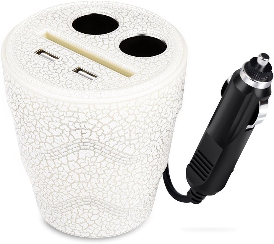 Car Cup Charger,GOGO ROADLESS USB Car Charger 12V Car Power Adapter Dual USB Ports 3.1A with Car Cigarette Lighter Socket for Apple iPhone 7 / 7 Plus,iPad Air 2,Samsung