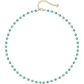 Beaded Choker Necklaces for Women Girls Natural Turquoise Fluorite Malachite Stone Bohemian Beaded Choker Jewelry