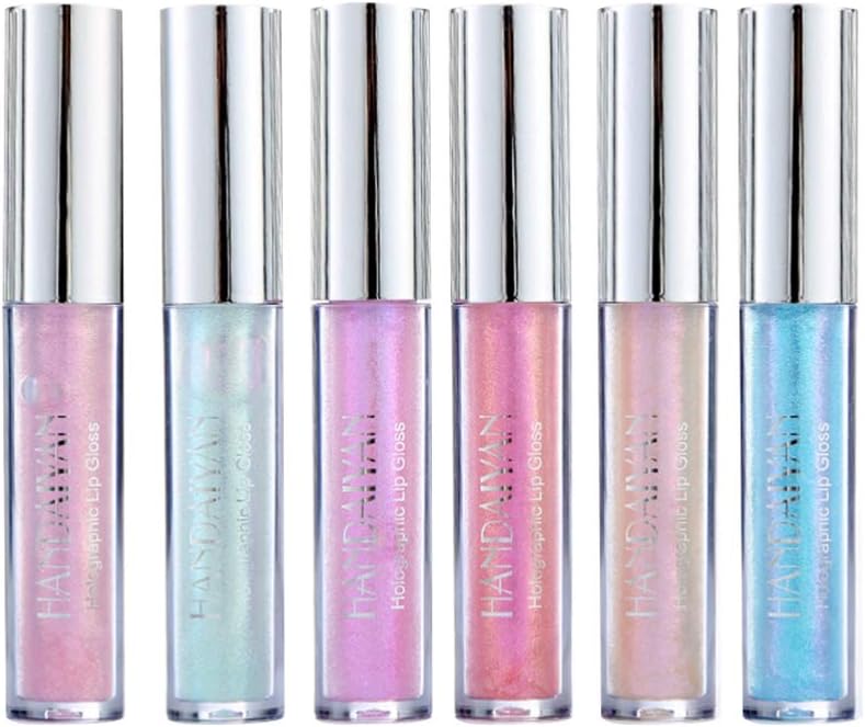Lurrose Glitter Lip Gloss Set 6pcs Holographic Shimmer Liquid Lipstick