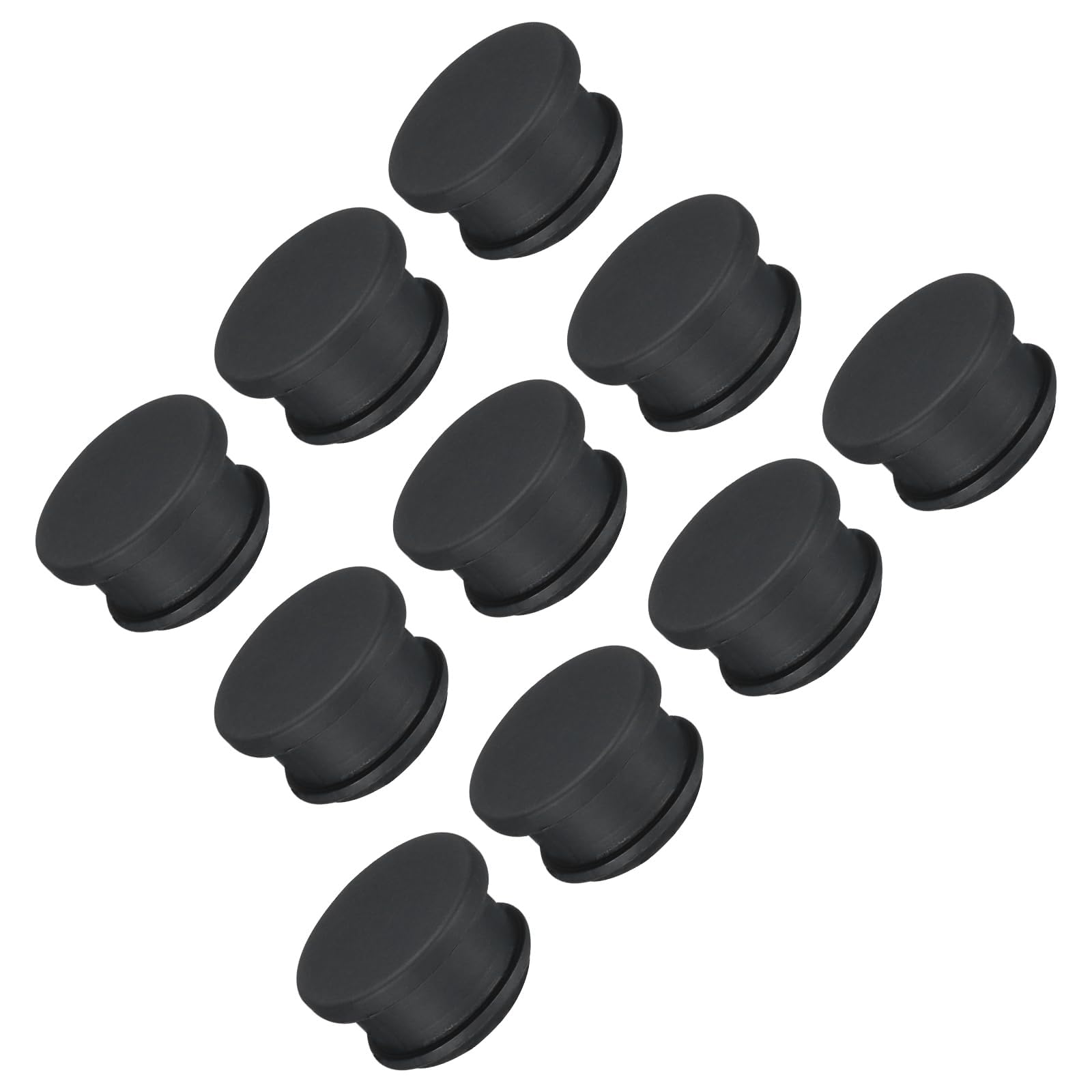 TOP-VIGOR 10Pcs Silicone Snap in Locking Hole Plugs, 16mm Diameter Hole Stoppers, Rubber Panel Seal Cover Flush Type Panel Round for Kitchen Rubber Bulkheads Waterproof Sealing Plugs, Black