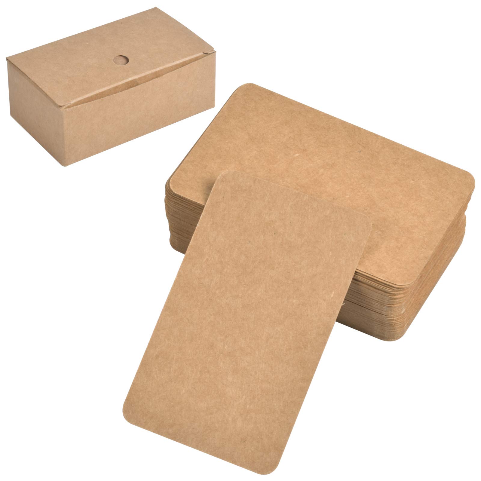 100 Pcs Blank Kraft Cards, Word Message Card Kraft Paper Tags, Blank Business Cards, Small DIY Flash Gift Cards for School Home Office Shorthand Learning, Memory (Brown)