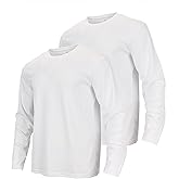 2 Pack Mens Long Sleeve Breathable Tee Shirts Quick Dry Athletic Moisture Wicking Polyester Running Classic Workout T-Shirts