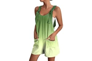 moolBeko Women's Comfy Rompers Casual Sleeveless Strap Jumpsuits Adjustable Knot Short Rompers Wide Leg Overalls with Pockets