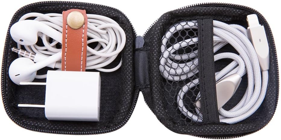 Headphones Case, Portable Storage Bags Travel Carrying Case for Bluetooth Wireless Headphones, Cords, Cable, iPhones Earbuds, Charger, Airpods, USB Flash Driver, MP3(Square): Home Audio & Theater