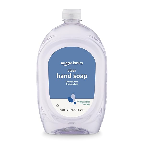 AMAZON BASICS GENTLE & MILD CLEAR LIQUID HAND SOAP REFILL, TRICLOSAN-FREE, DERMATOLOGIST-TESTED, PH BALANCED, CRUELTY-FREE, 50 FLUID OUNCES, 1-PACK (PREVIOUSLY SOLIMO)