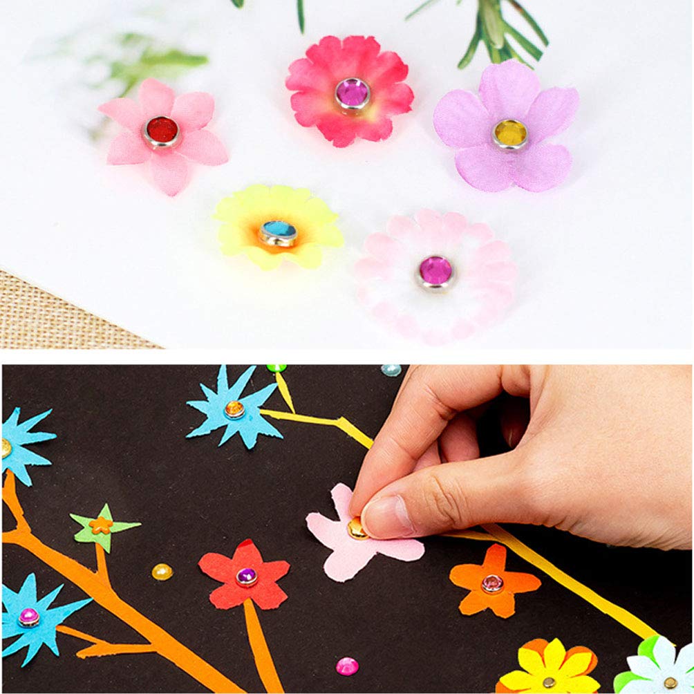 100 Pcs Mixed Color Round Rhinestone Paper Fasteners Mini Pastel Brads for Scrapbooking DIY Art and Craft Projects