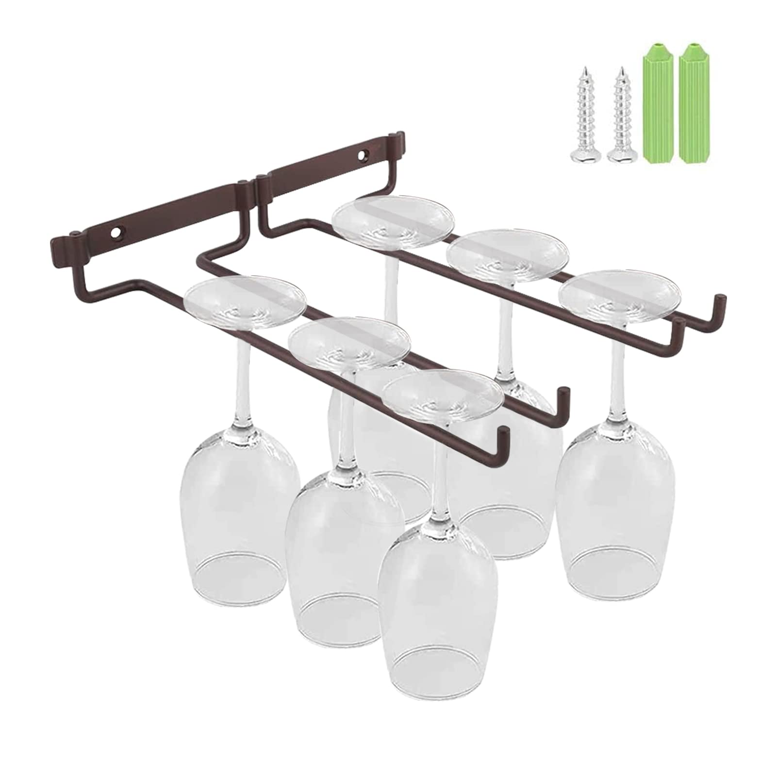 Wine Glass Rack Under Cabinet, Wine Glass Holder Wine Glass Hanging Rack for Kitchen Bar Storage