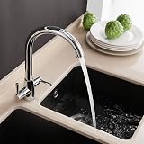 Heable Kitchen Mixer Tap Dual Lever Chrome Swivel Spout UK Fittings view 4