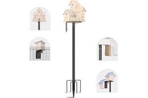 Ottsuls Bird Feeder Pole, 76 Inch Heavy Duty Bird House Pole Kit for Outdoors, with Wooden Board, 5-Prong Base Feeding Station for Wild Birds Watching, Adjustable Feeder Stand (House Not Included)
