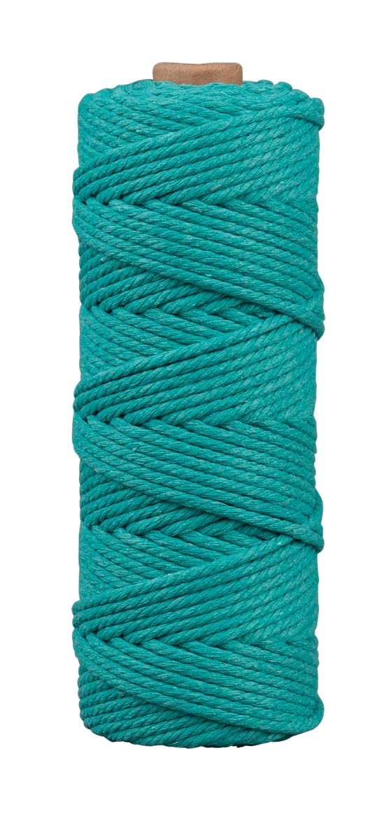 Rayher Poly-Cotton Macrame Cord with a Diameter of 3mm, Soft Crochet Thread, Yarn for Crafts, Floristry and Decorations, 70m, Teal, 44007411 — image 1