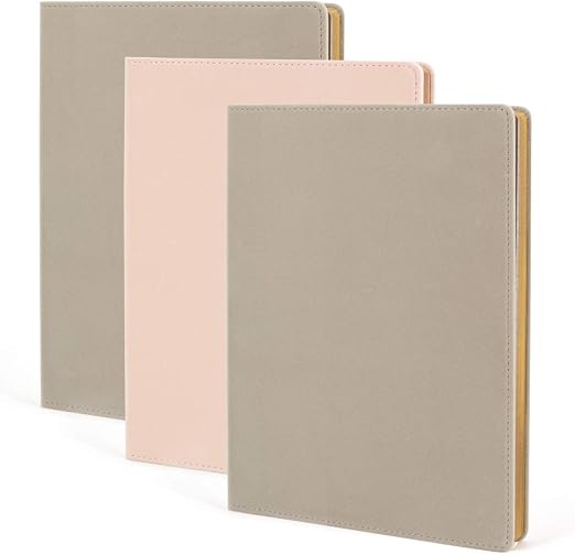 C.R. Gibson (3 Pack) 192pg Velvet Cover Softcover Stylish Journal Notebooks Lined Paper For School Work 7.5" x 10.25"