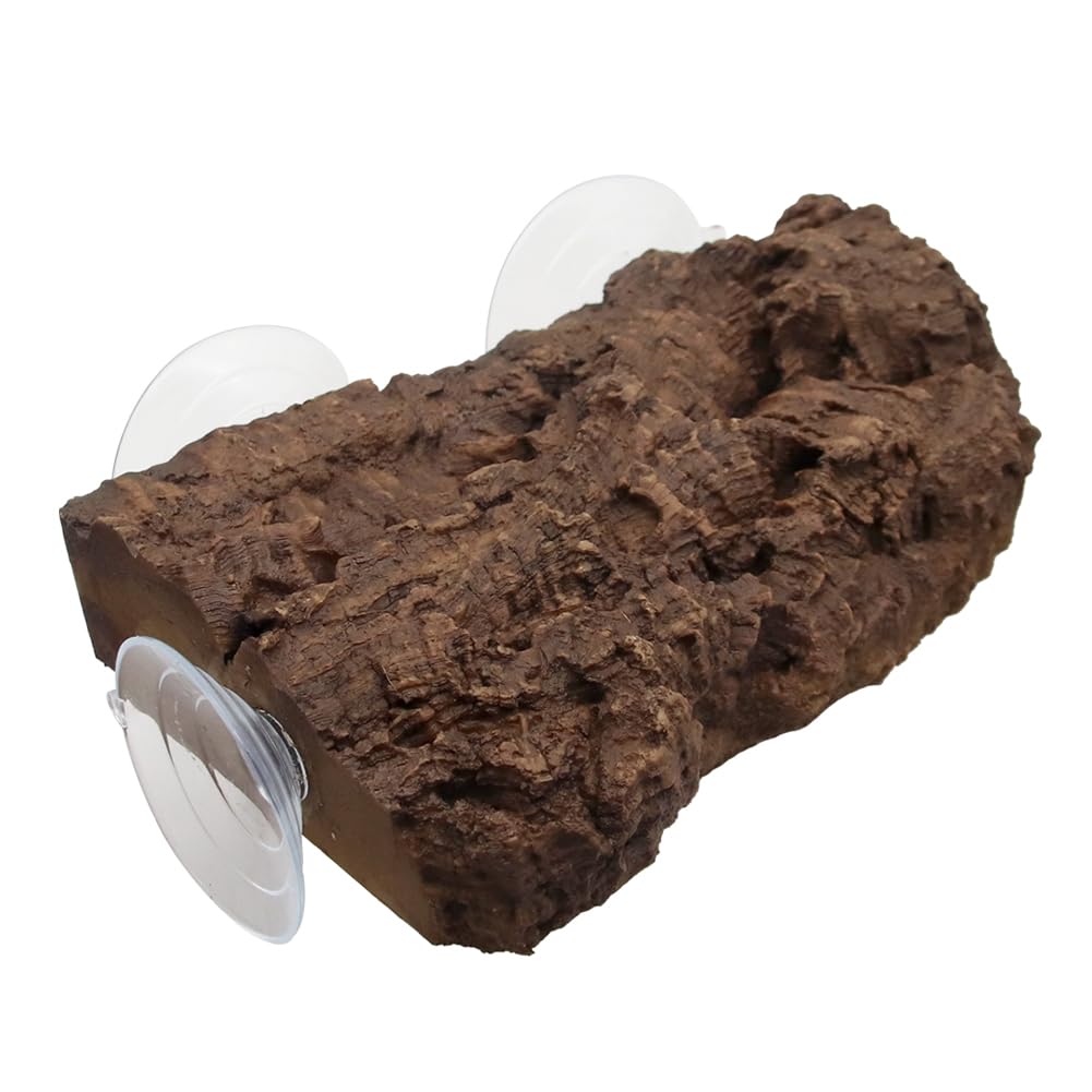 Turtle Basking Platform with Suction Cups Floating Climbing Rest Terrace Aquarium Ornament Rock Landscaping Decor, Textural Design (Bark Brown) — image 1