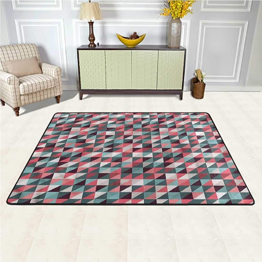 Area Rug Retro, Geometric Mosaic Design Super Soft Area Rug for Hardwood Floors 5 x 7 Feet
