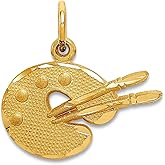 JewelryWeb 14k Yellow Gold Satin Artist Palette Charm 17.4x12.4mm Pendant Necklace for Women