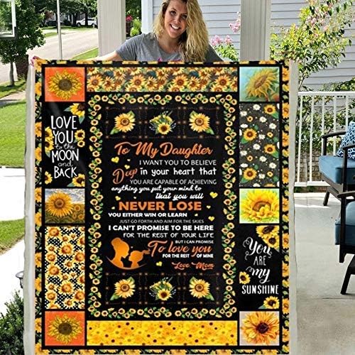 To My Daughter Love You To The Moon And Back You Are My Sunshine 3d Custom Fleece Photo Blanket Fan Gift For Daughter Kids Children Youth 56 X 43 Inch Amazon Ca Home