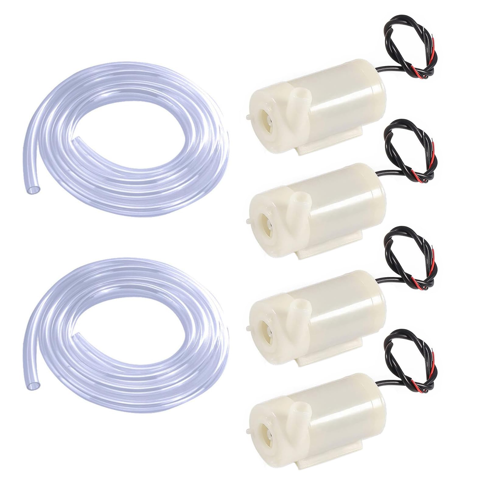 Photo 1 of SIPYTOPF 4Pcs DC 3-5V Micro Submersible Mini Water Pump with 2pcs Clear Vinyl Tubing Flexible PVC Tubing(1M) for Aquariums Fish Tank Pond Fountain Hydroponics Garden (4pcs White Pump+2 Tube)