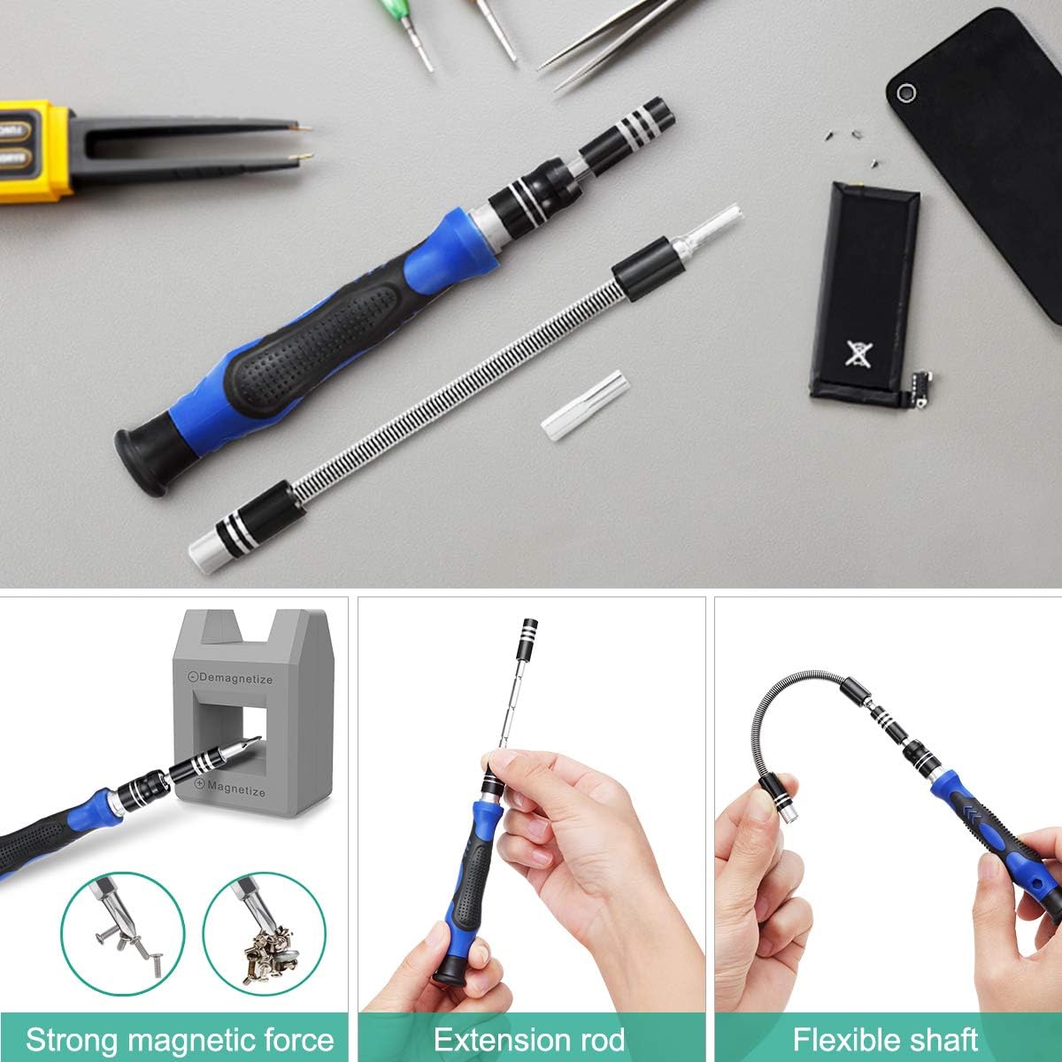 ORIA Precision Screwdriver Set, 86 in 1 Magnetic Repair Tool Kit, Screwdriver Kit with Portable Bag for Game Console, Tablet, PC, Macbook and Other Electronics, Blue - - 