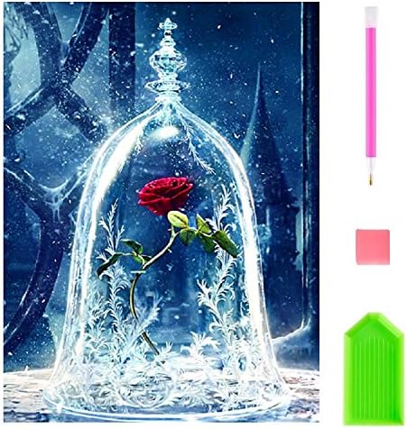 DIY Diamond Painting Kits for Adults, Kpow 5D Diamond Painting Full Drill Paint with Diamonds Rose for Home Wall Decor By Number Kits (12X16inch)