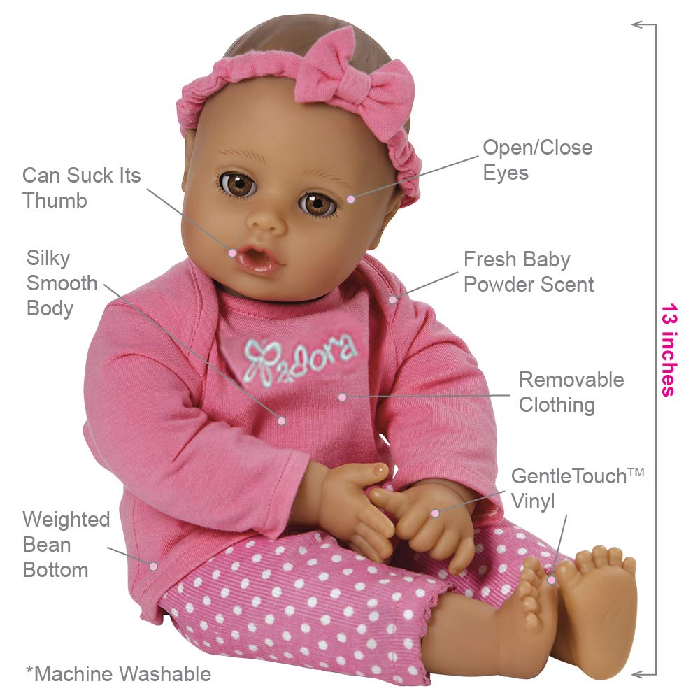 Adora Playtime Baby Pink Vinyl 13 Girl Weighted Washable Cuddly Snuggle Soft Toy Play Doll Gift Set With Open Close Eyes For Children 1 Includes Bottle Toys Games Activity Fcteutonia05 De