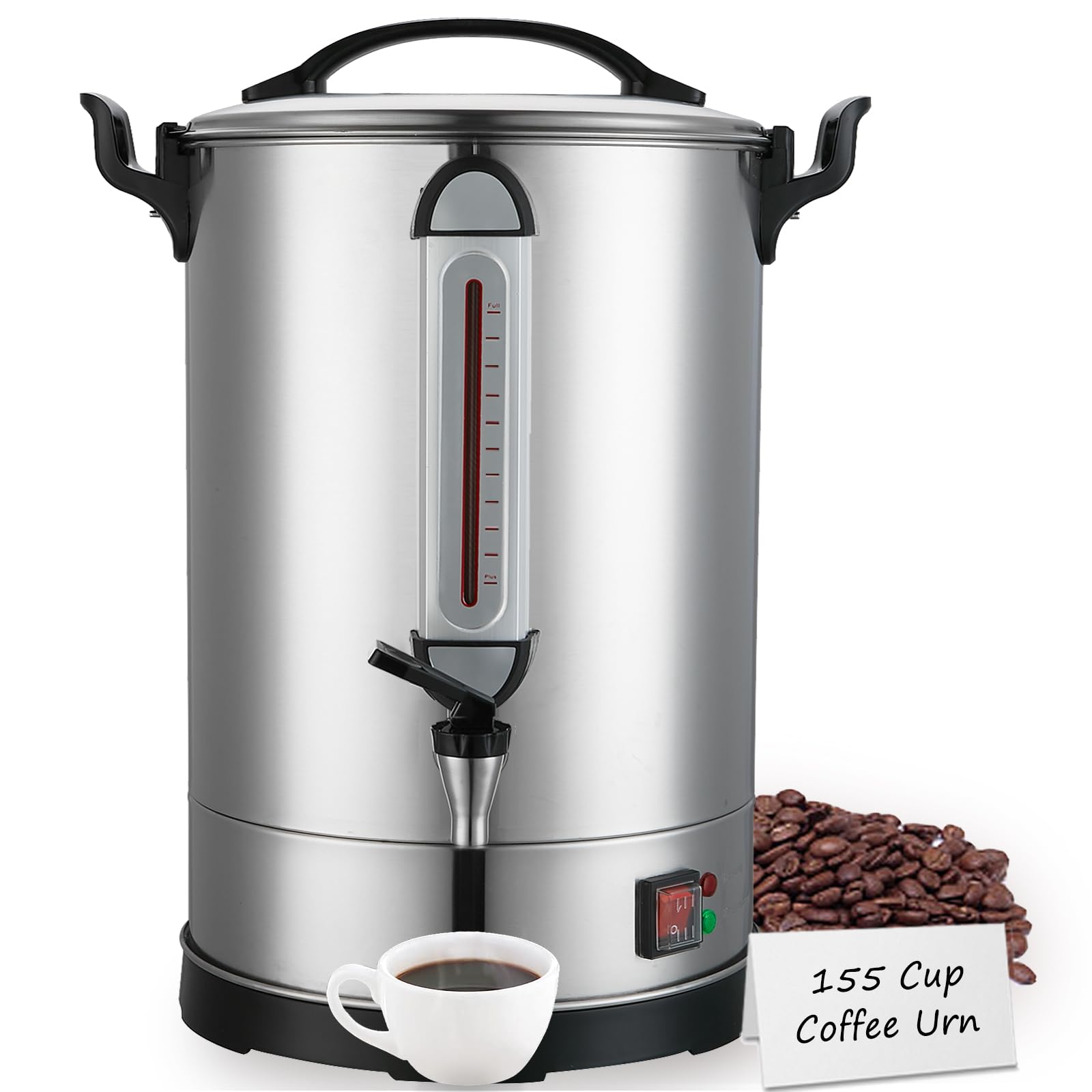 Photo 1 of **FOR PARTS ONLY/ BROKEN*** Coffee Percolator Large Coffee Maker 155 Cups Commercial Coffee Urn Electric Industrial Coffee Maker Hot Water Dispenser Machine for Catering, Church, Restaurant Dual Layer Stainless Steel 1500W 120V