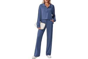 PINSPARK 2 Piece Sets for Women 1/2 Zip Sweatsuit Loose Fit Sweatshirt Straight Leg Pants 2025 Matching Outfit Fall Tracksuit