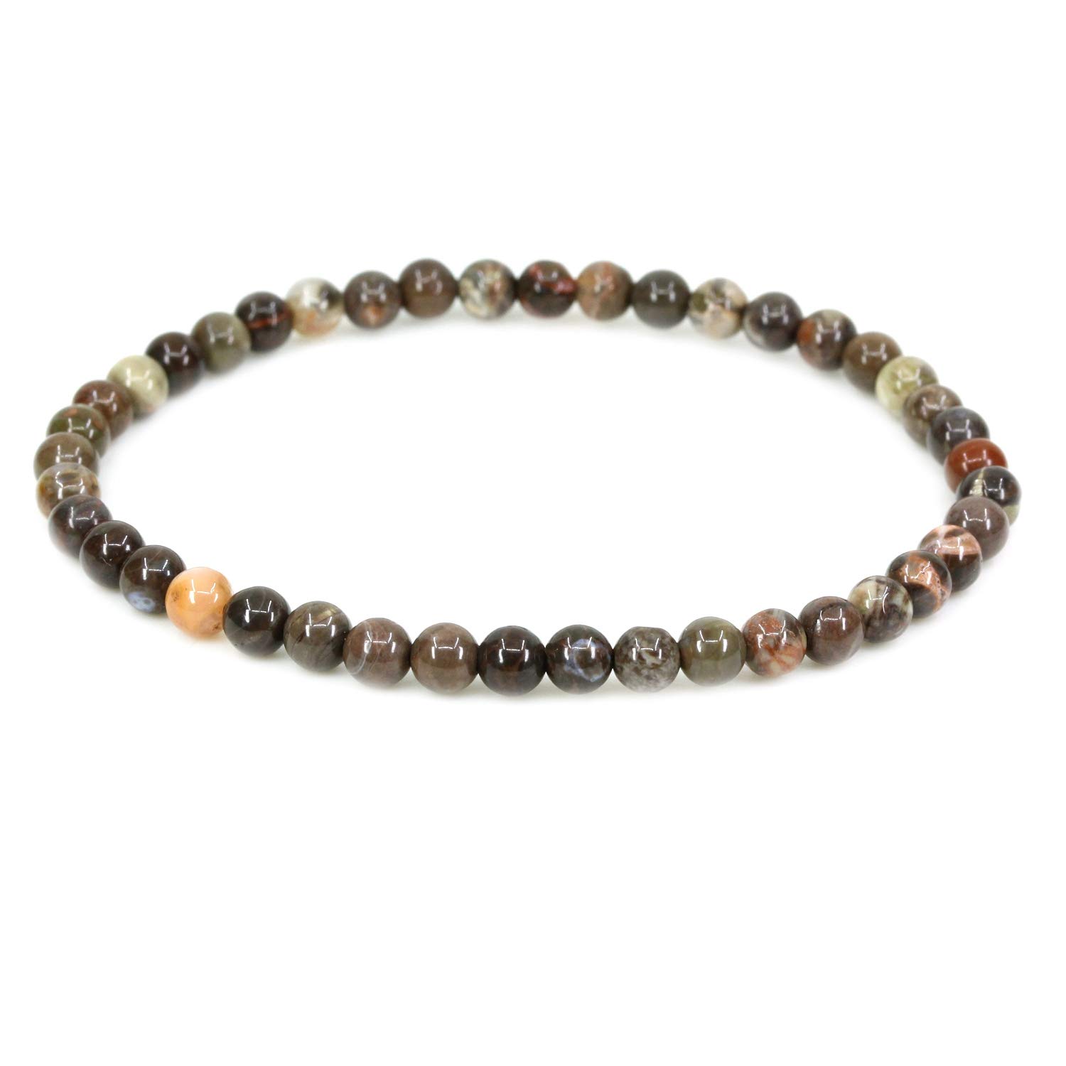 CHENYUE Natural Ocean Green Jade 4mm Round Beads Stretch Bracelet 7" Unisex