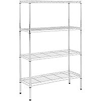 AmazonBasics 4-Shelf Adjustable, Storage Shelving Unit, Steel Organizer Wire Rack, Chrome