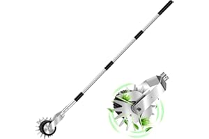 QWUIU Wheel Rotary Manual Edger Lawn Tool, Grass Edge Trimmer, Sidewalk Lawn Edger Tool, Adjustable 3 Sections Stainless Steel Handle, Ergonomic, 56.5"