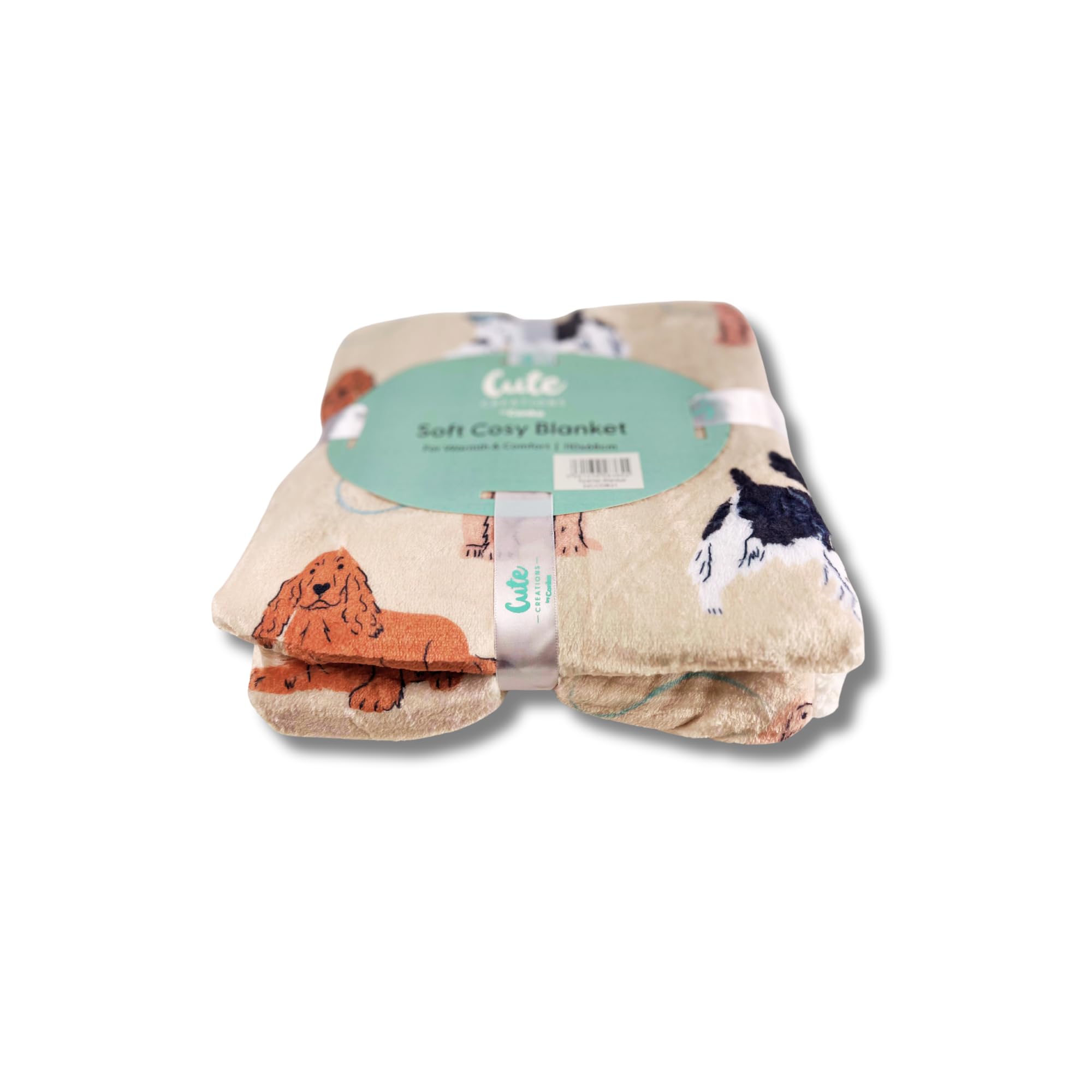 Cute Creations Dog Blanket Throw Reversible Dog Printed Blanket for Kids Teens Adults Dogs Soft Warm Microfiber Fleece Solid Blanket for Bed, Couch and Travel (Small 110x68cm, Spaniel)