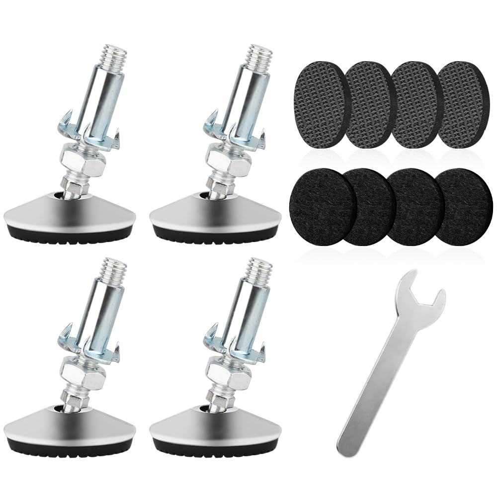 Tahikem 4 Set Swivel Levelling Feet, M10 Height Adjuster Furniture Levellers Foot With T Nut Bolt, Table Leg Extenders, Screw In Bed Table Chair Self Levelers Legs 2" Base Dia 2" Thread Length Silver