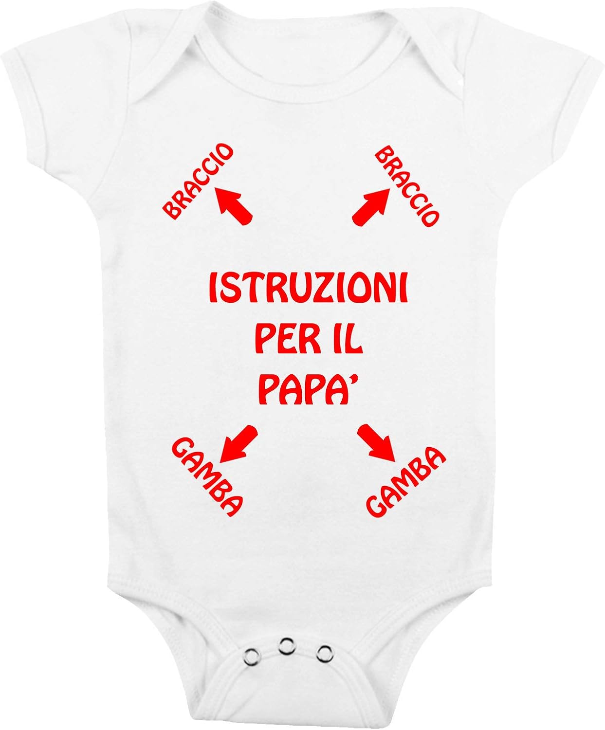 Body Neonato Divertente 'Pap&agrave; Puoi Farcela' - Manica Lunga, Bottone, Made In Italy