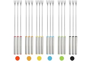 6-Piece Stainless Steel Fondue Forks Set, 9.44" Cheese Fruit Fondue Forks, Heat Resistant Handles – Perfect for Fondue, Roast