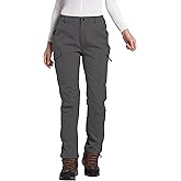 LINLANG EN Women's Polar Fleece Lined Waterproof Hiking Pants Insulated Softshell Warm Outdoor Winter Snow Ski Pants