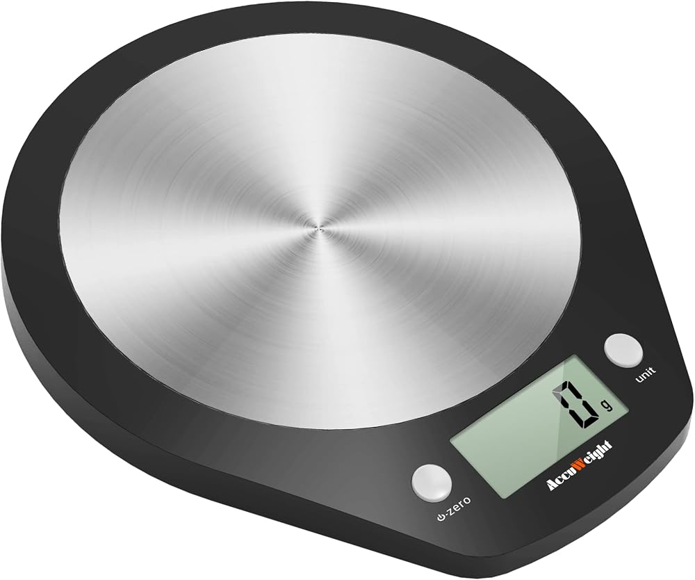Accuweight 203 Digital Kitchen Scale 5 kg LCD Stainless Steel 0.1 oz steps