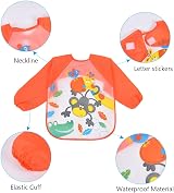 Vicloon 3Pcs Baby Bibs with Sleeves Waterproof Long Sleeve Bib Orange Purple view 3