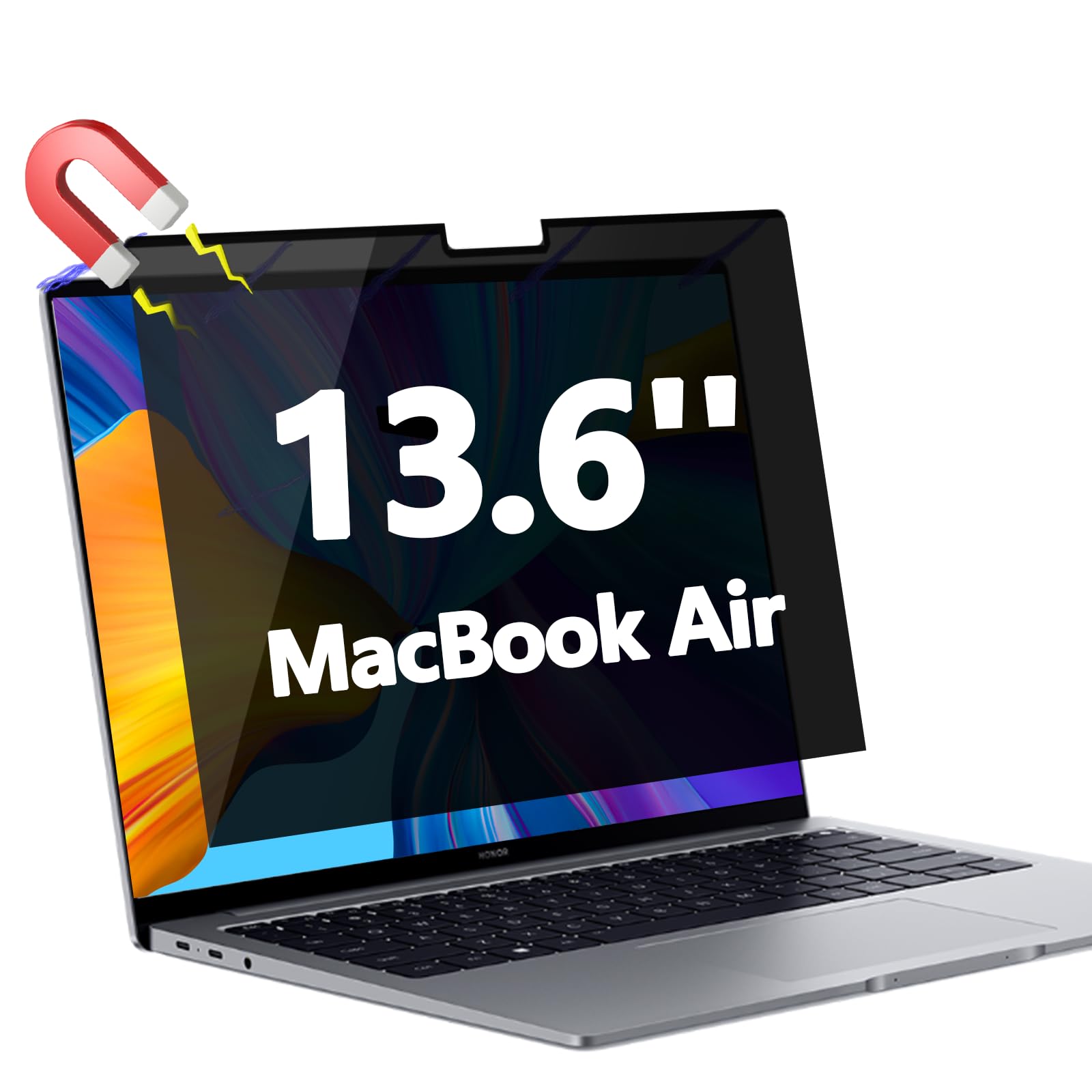 Photo 1 of Magnetic Privacy Screen Protector for MacBook Air 13.6 & 13 Inch 2022-2025 (M2/M3/M4) | Removable Anti-Spy Glare Blue Light Shield, 13.6inch Mac Laptop Privacy Filter