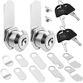 5/8'' Alloy Cam Locks with Keys, 5 Replacement Lock Plates | 2 Pack For Mailbox, For Toolbox, For Pickup Trucks, For RV Compartment Storage