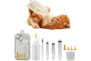 SUXGUMOE Pet Feeding Syringe with Nipple, Silicone Feeding Tools for Kitten Puppy Feeding Syringe for Newborn Cat Dog Small Animals Rabbits (1ml+3ml+5ml +10ml)