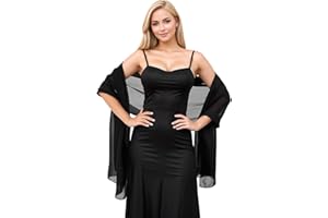 Bcxfbxd Chiffon Shawls and Wraps for Evening Dresses Soft Sheer Chiffon Stole for Women Wedding Formal Occasions