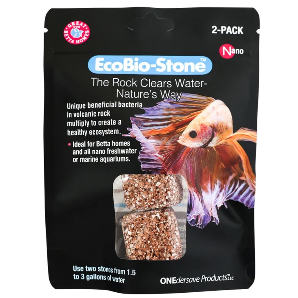 EcoBio-Block Stone Natural Volcanic Water Clarifier and Odor Remover Rock for Aquariums, Nano, 2-Pack